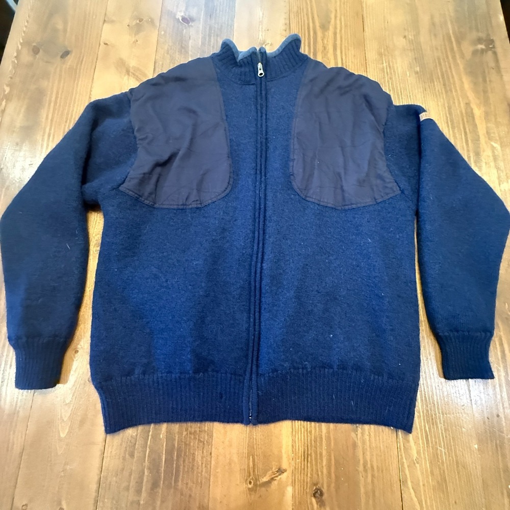 Beretta Jacket Men XXL Blue Sweater Wool‎ Shooting Hunting Shoulder Patches